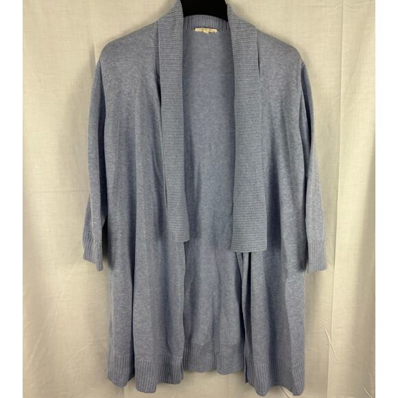 Eileen Fisher Organic Cotton Open Front Cardigan Sweater Blue Purple Large - Picture 1 of 6